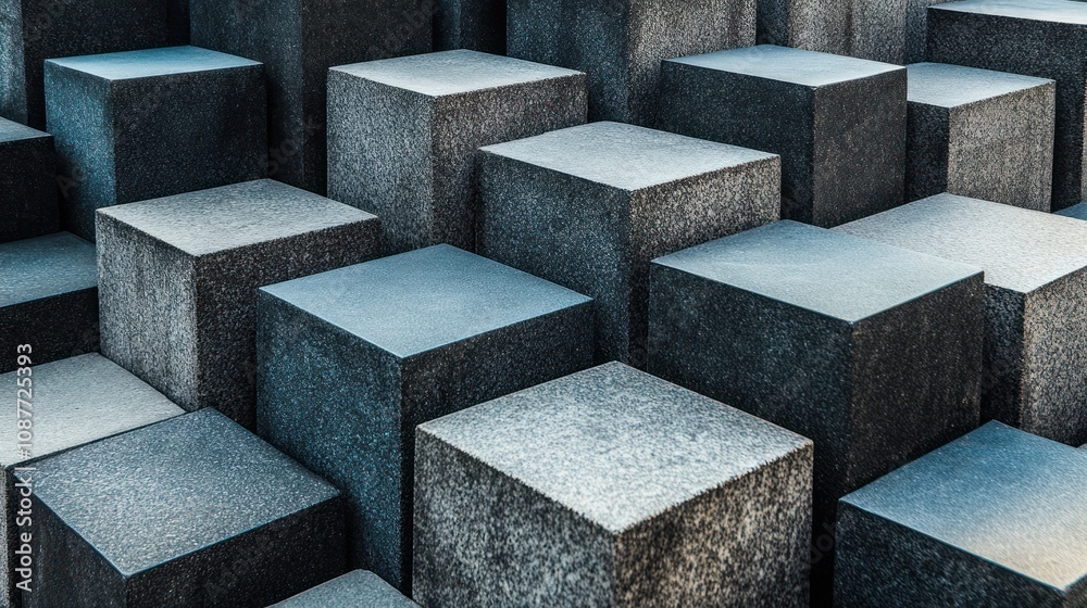 Poster abstract grey cubes geometric stone structure