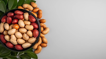 High-resolution nuts background, showcasing organic texture ideal for stock images related to natural snacks, nutrition, and healthy food marketing themes.