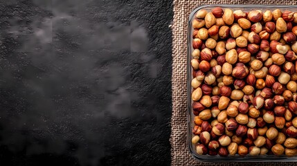High-resolution nuts background, showcasing organic texture ideal for stock images related to natural snacks, nutrition, and healthy food marketing themes.