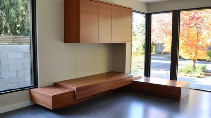 Modern Wood Built In Entertainment Center And Seating