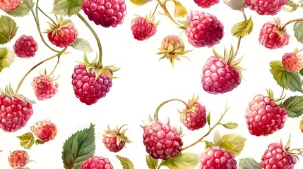 Watercolor Raspberry pattern background