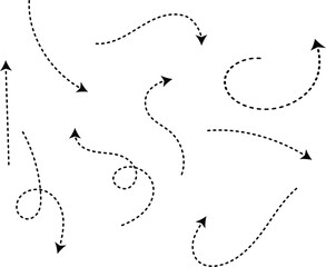 Dashed arrow set doodle dotted line vector design