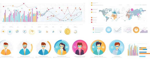 Infographic template for business chart with avatar icons and clean design