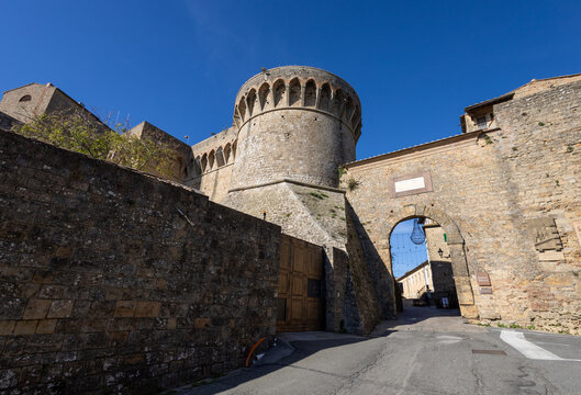 Porta a Selci and Fortezza Medicea, Volterra, Pisa, Tuscany, Italy
