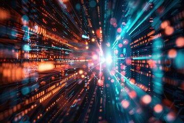 Fototapeta premium Abstract internet speed and download activity with a glowing blurred look