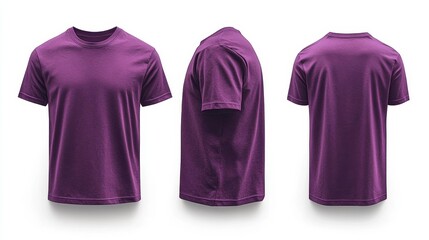 Purple Color T-Shirt Mockup Front Side and Back Views. Generative AI