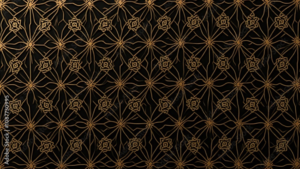 Poster beige and gold geometric pattern in dark background with seamless elegance and luxury texture ideal 