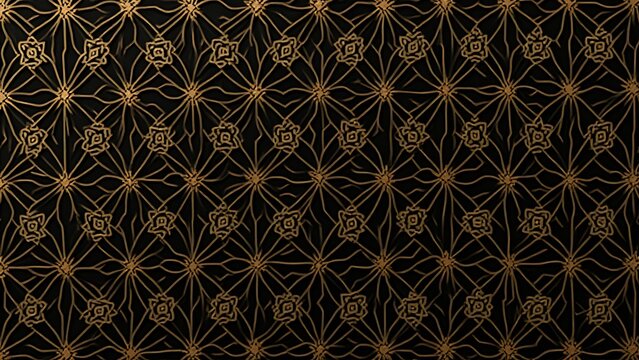 Beige and gold geometric pattern in dark background with seamless elegance and luxury texture ideal for Islamic ornament vector designs.