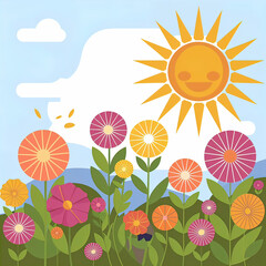 vector illustration, greetings Have a nice day, holiday greeting card, cartoon drawing