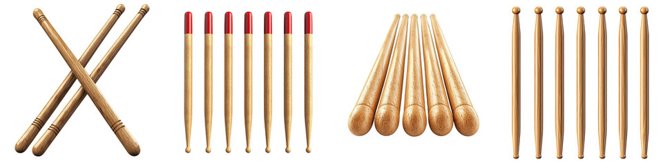 Drumsticks – The Sticks Used to Play Drums, Often Associated with Marching Bands Isolated on Clear White Background Highly Detailed -