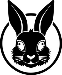 black and white rabbit illustration