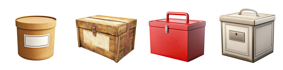 Donation Box &ndash; A Secure Container Designed to Collect Donations for Charitable Causes, Often Placed in Public Areas Isolated on Clear White Background Highly Detailed 