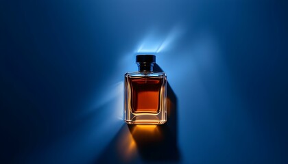 Elegant Perfume on a table with colourful lights