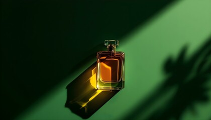 Elegant Perfume on a table with colourful lights