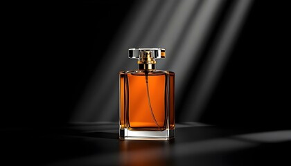 Elegant Perfume on a table with colourful lights