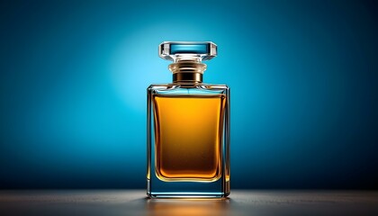 Elegant Perfume on a table with colourful lights