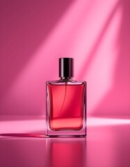 Elegant Perfume on a table with colourful lights