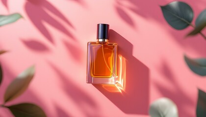 Elegant Perfume on a table with colourful lights