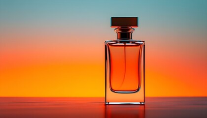 Elegant Perfume on a table with colourful lights