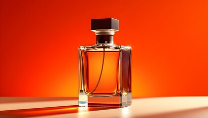 Elegant Perfume on a table with colourful lights