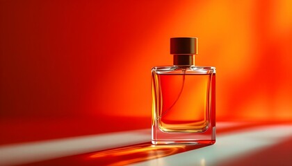 Elegant Perfume on a table with colourful lights