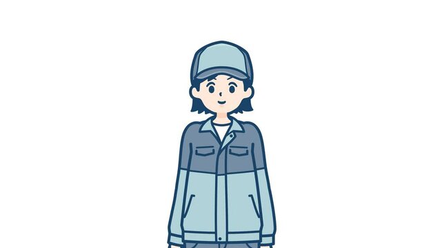 Delivery woman_Salute with a serious expression_with alpha channel