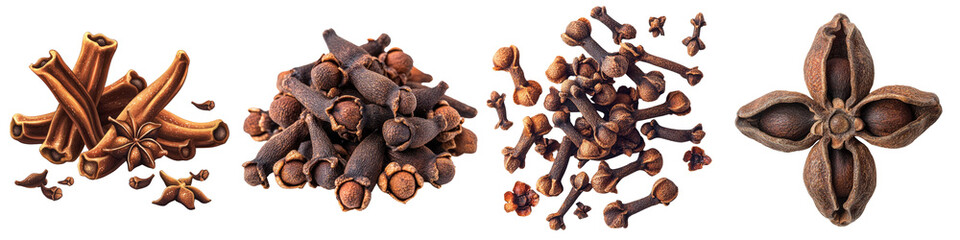 Fototapeta premium Clove – Strongly Scented Spice Used in Cooking and Baking Isolated on Clear White Background Highly Detailed 