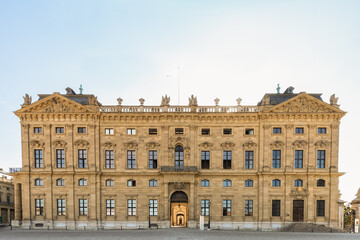 Facade of Wurzburg Residence in Bavaria in Germany.