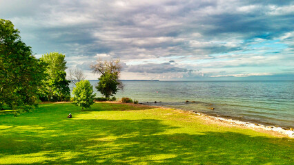 Aerial view of Bradford Beach in Milwaukee
