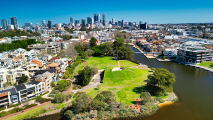 Aerial view of Claise Brook and Mardalup Park in Perth