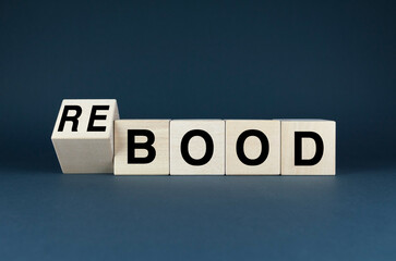 Words Boot or Reboot on wooden blocks