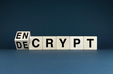 Wooden blocks spelling Encrypt - Decrypt.