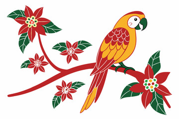 Funny Christmas Star Finch Clipart in White Whimsical Holiday Illustration