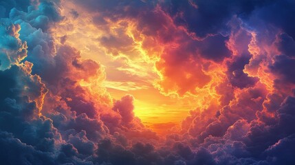 Clouds illuminated by a colorful sunset.