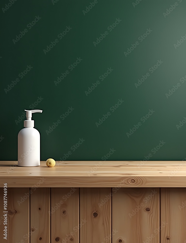 Poster wooden counter and blackboard image, neutral product shot for school display use, horizontal format 