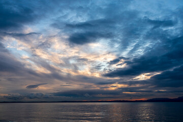 Abendstimmung am Gardasee in Lazise, Provinz Verona, Region Venetien, Italien