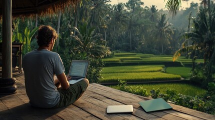 Fototapeta premium The Remote Working in Nature