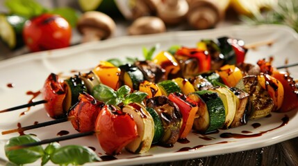 A mouthwatering platter of grilled vegetable antipasto with marinated eggplant, zucchini