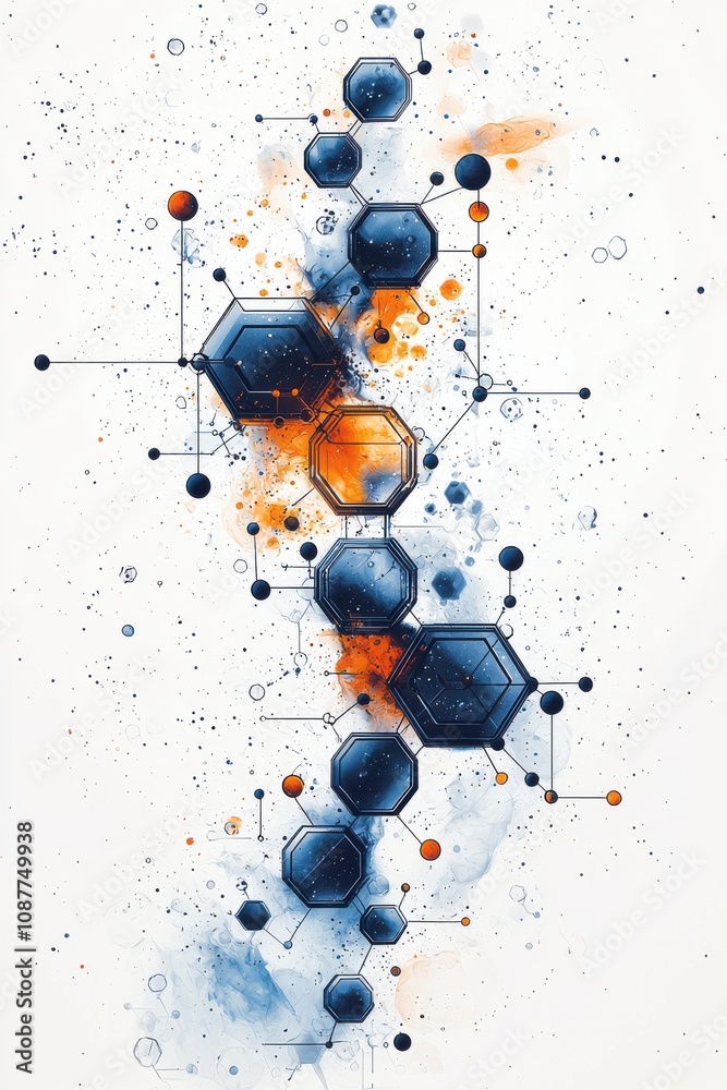 Poster futuristic digital network with hexagonal geometric patterns