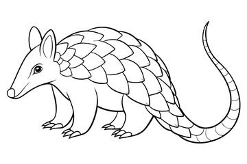 Elegant Line Silhouette Drawing of a Pangolin – Minimalist Art Inspiration