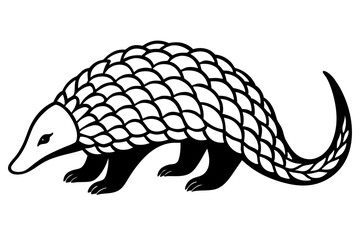 Elegant Line Silhouette Drawing of a Pangolin – Minimalist Art Inspiration