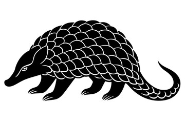 Elegant Line Silhouette Drawing of a Pangolin – Minimalist Art Inspiration