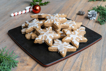 Christmas cookies in a wooden table