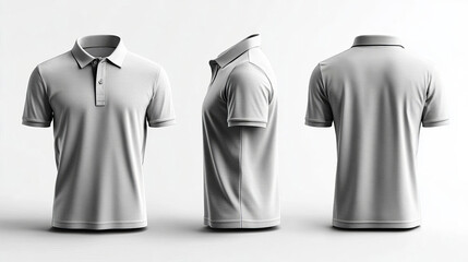 Blank Light Grey Polo Shirt Mockup   Front  Side  Back Views