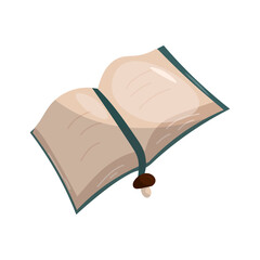 Open book with bookmark on white background. Vector illustration