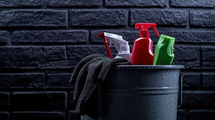 The Cleaning Supplies in Bucket