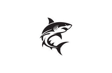 Obraz premium shark silhouette vector outline art illustration logo design