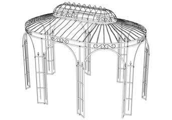 Naklejka premium Garden Gazebo outline vector illustration. Perfect for artistic projects, decor ideas, and graphic designs. Elegant Antique Decor Illustration 