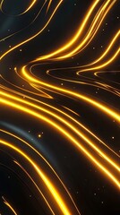 Obraz premium Abstract Golden Lines on Black Background: Minimalist Digital Art