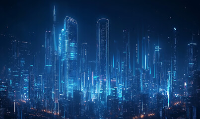 Fototapeta premium Holographic night city